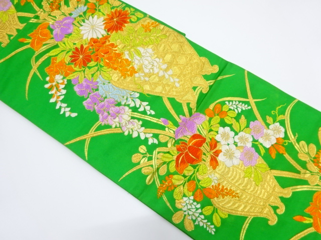 アンティーク　花瓶模様織り出し袋帯（材料）